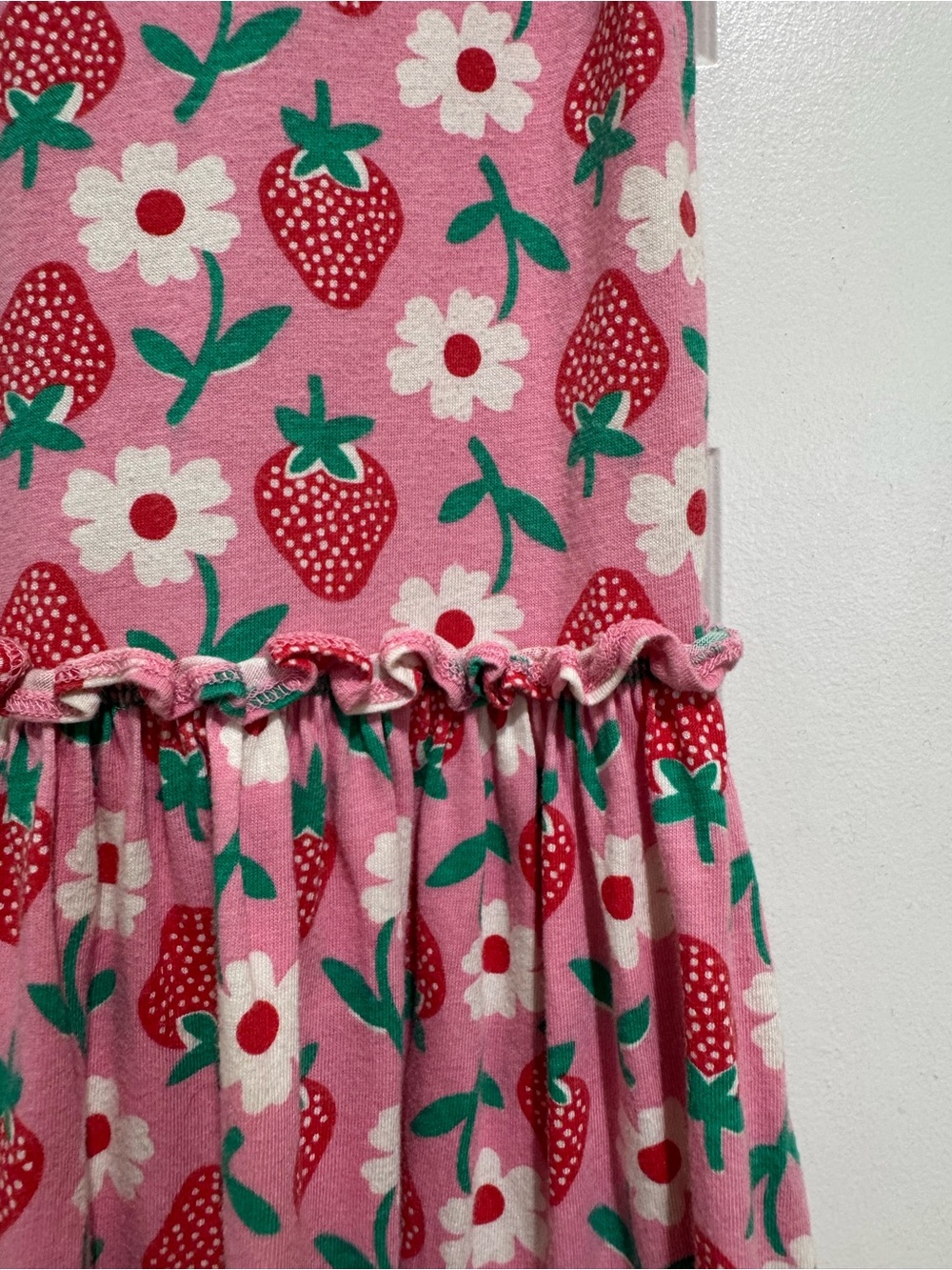 Mini Boden Girl's Frill Detail Jersey Dress 11-12Y In Red Strawberry Casual - Picture 8 of 8
